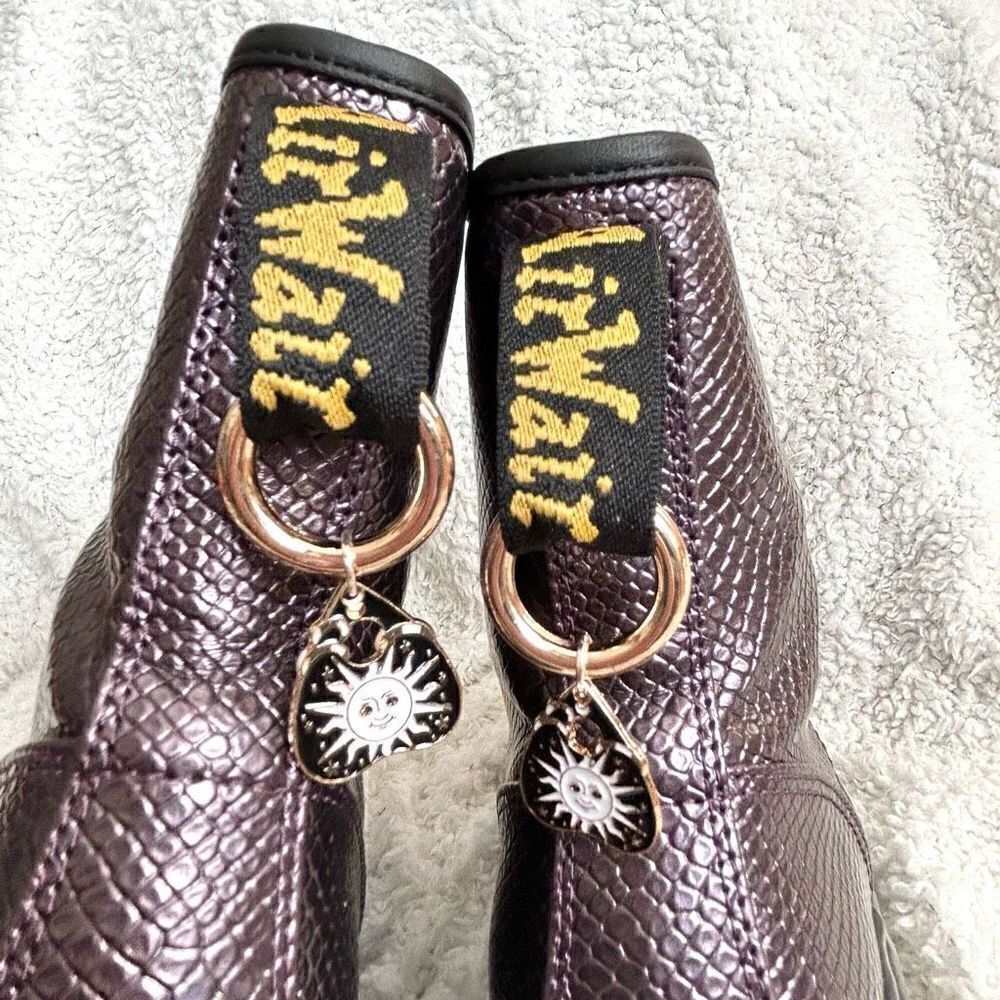 Gold Boot Tab Dangle Ouija Smiling Sun Planchette Charms Dr Martens